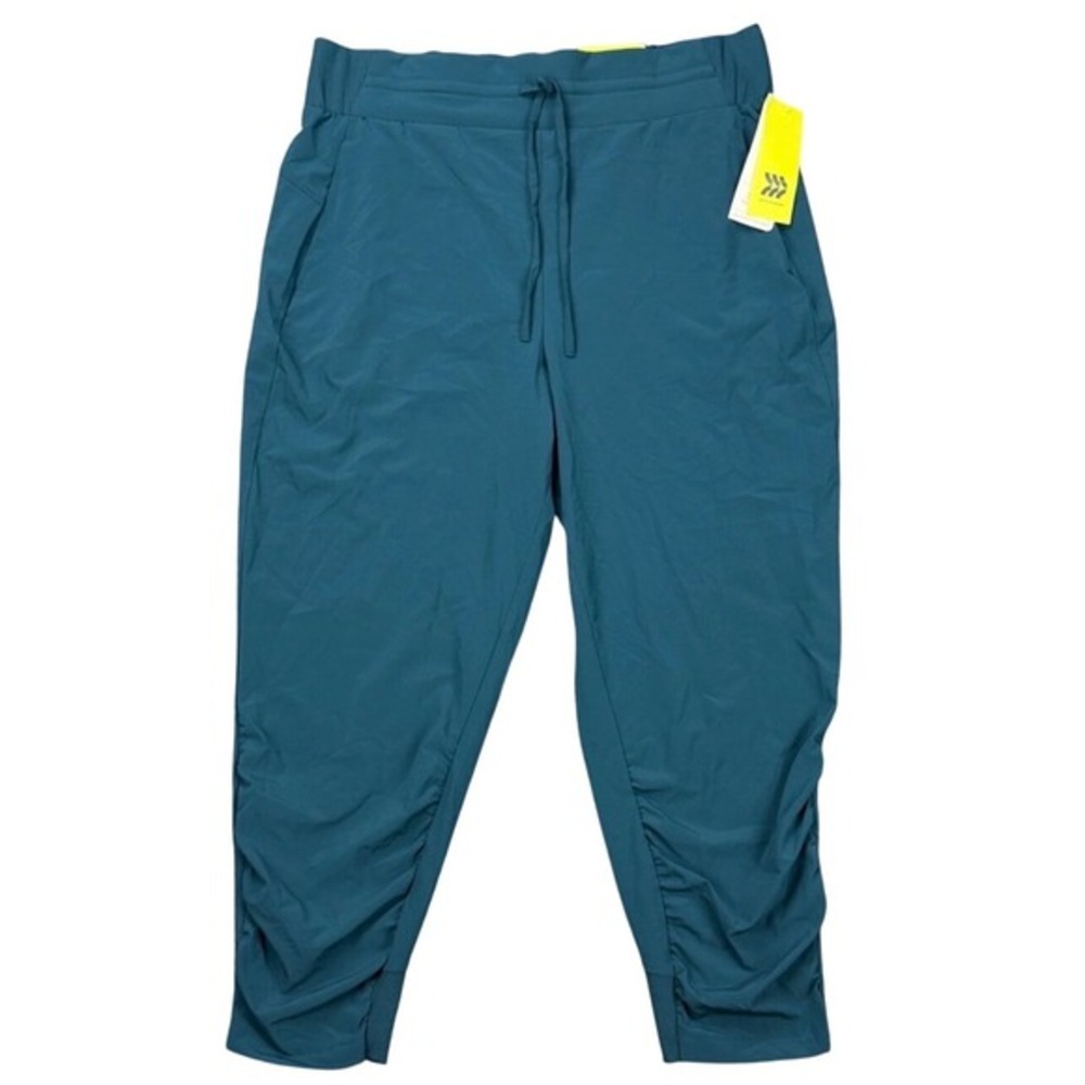 NEW All in Motion Womens Large Teal Lightweight Flex Fabric Cropped Jogger Pants